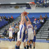 Pioneer junior forwards Alyssa Krajco (30) and Stacy Clark (21) contest for a rebound in an 81-77 overtime victory against Marian Nov. 22 Krajco and Clark are first and second, respectively, on the Pioneers in points and rebounds.