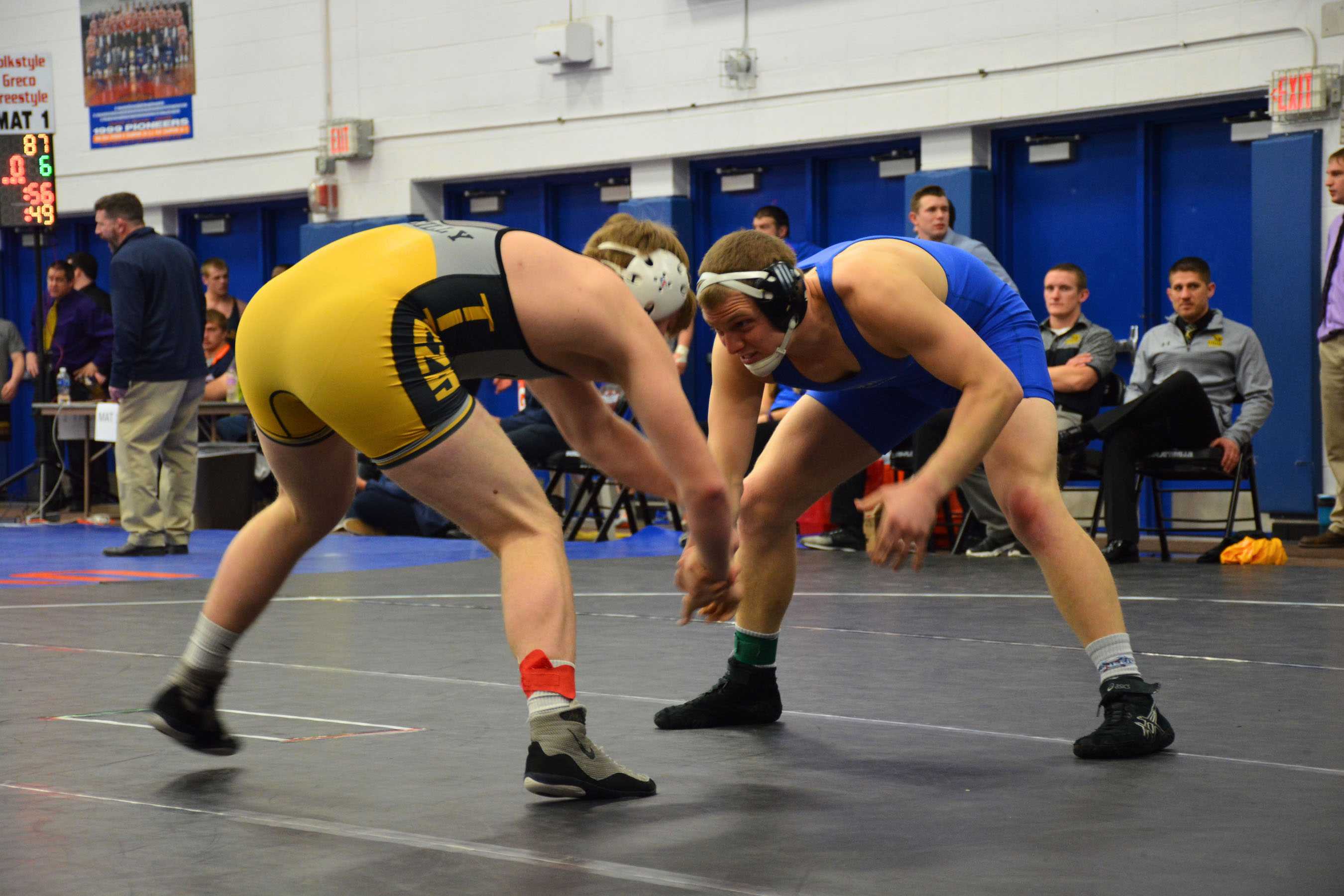 Junior mechanical engineering student Cody Meyer wrestled in the 197-pound weight class during the WIAC Conference Championships. Meyer started the day with a second round loss before winning four straight matches to place third in the conference at 197 pounds.
