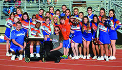 The team is all smiles during a UW-Platteville football game.