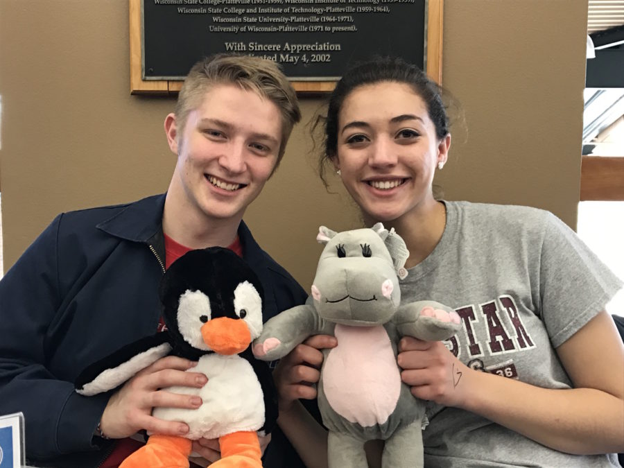 Freshman building construction management major Caleb Johnson and freshman mechanical engineering major Rkia Talbi celebrate Valentine’s Day together by attending Build-A-Buddy.