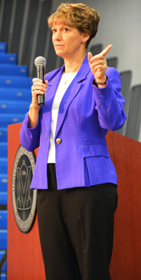 Retired astronaut for NASA Eileen Collins speaks.