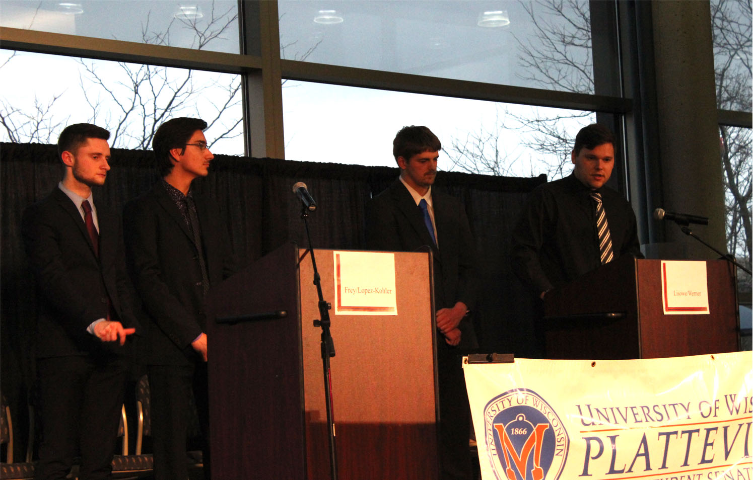 Presidential canadiates debate over the future of the UW-Platteville campus. Students were asked to vote in an online poll on April 4 and 5 for the canadates they see fit.
