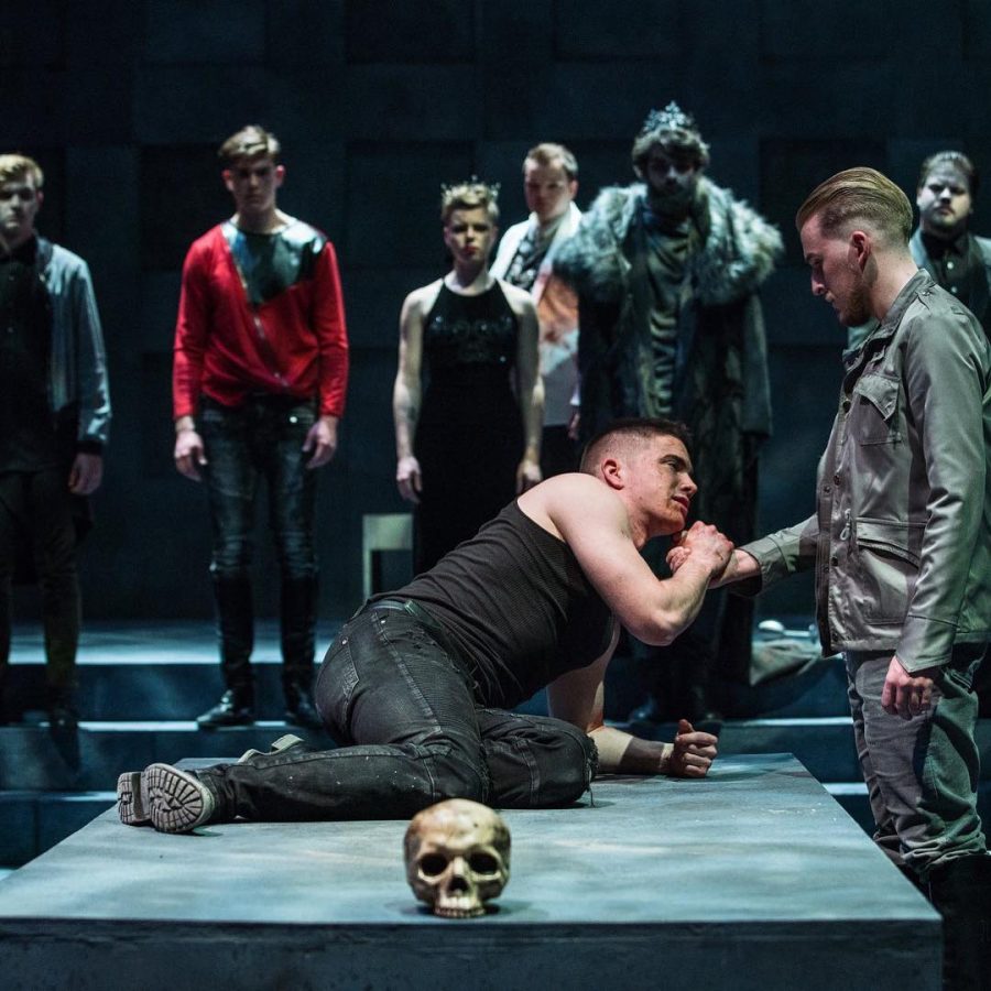 Fine arts and history major Logan Eigenberger portraying Hamlet’s tragic death.