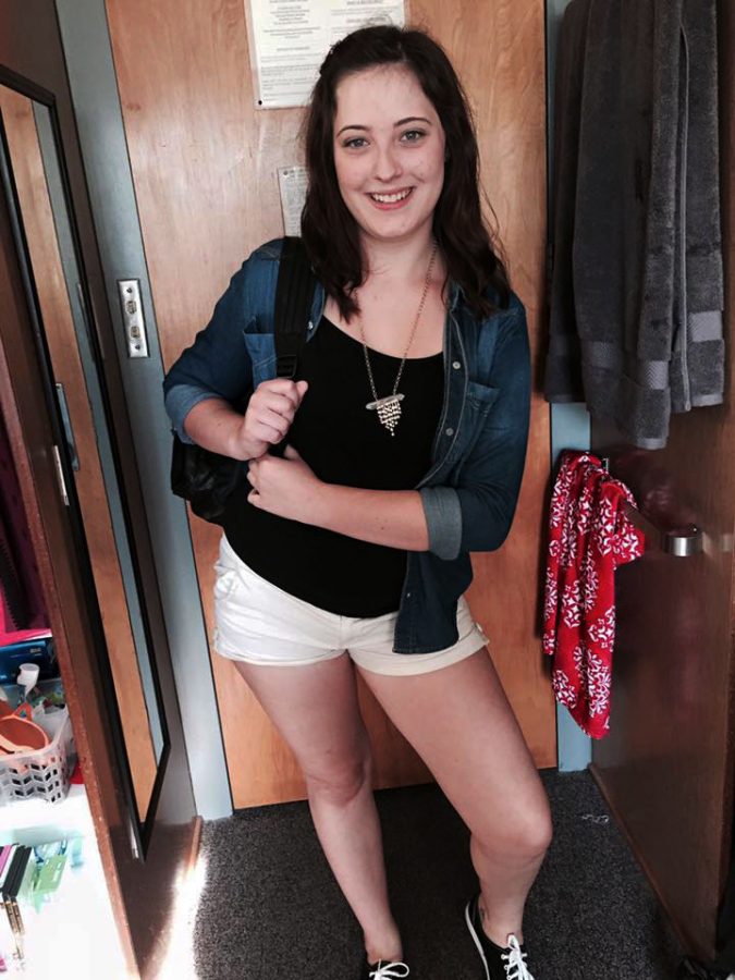 Morgan Hays on her first day of college, Fall of 2015