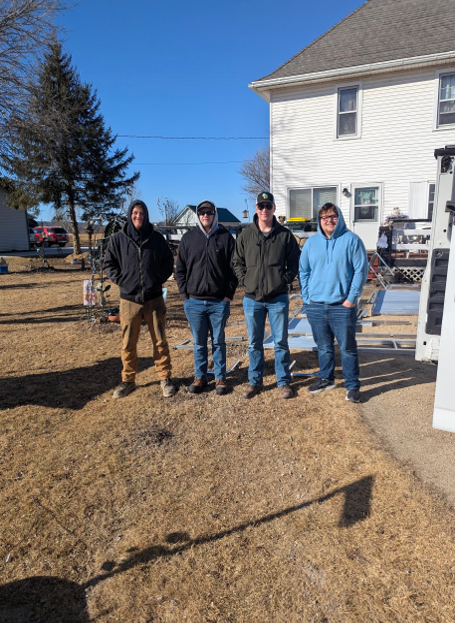 Members of the UW-Wisconsin chapter of Farmhouse Fraternity members volunteered with Habitat for Humanity to install a wheelchair ramp for a disabled veteran in Black Hawk Wisconsin.